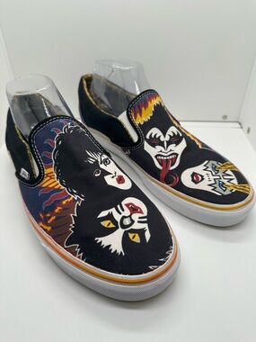 Vans Kiss Rock and Roll Over Men’s Slip-On Shoes Size 10